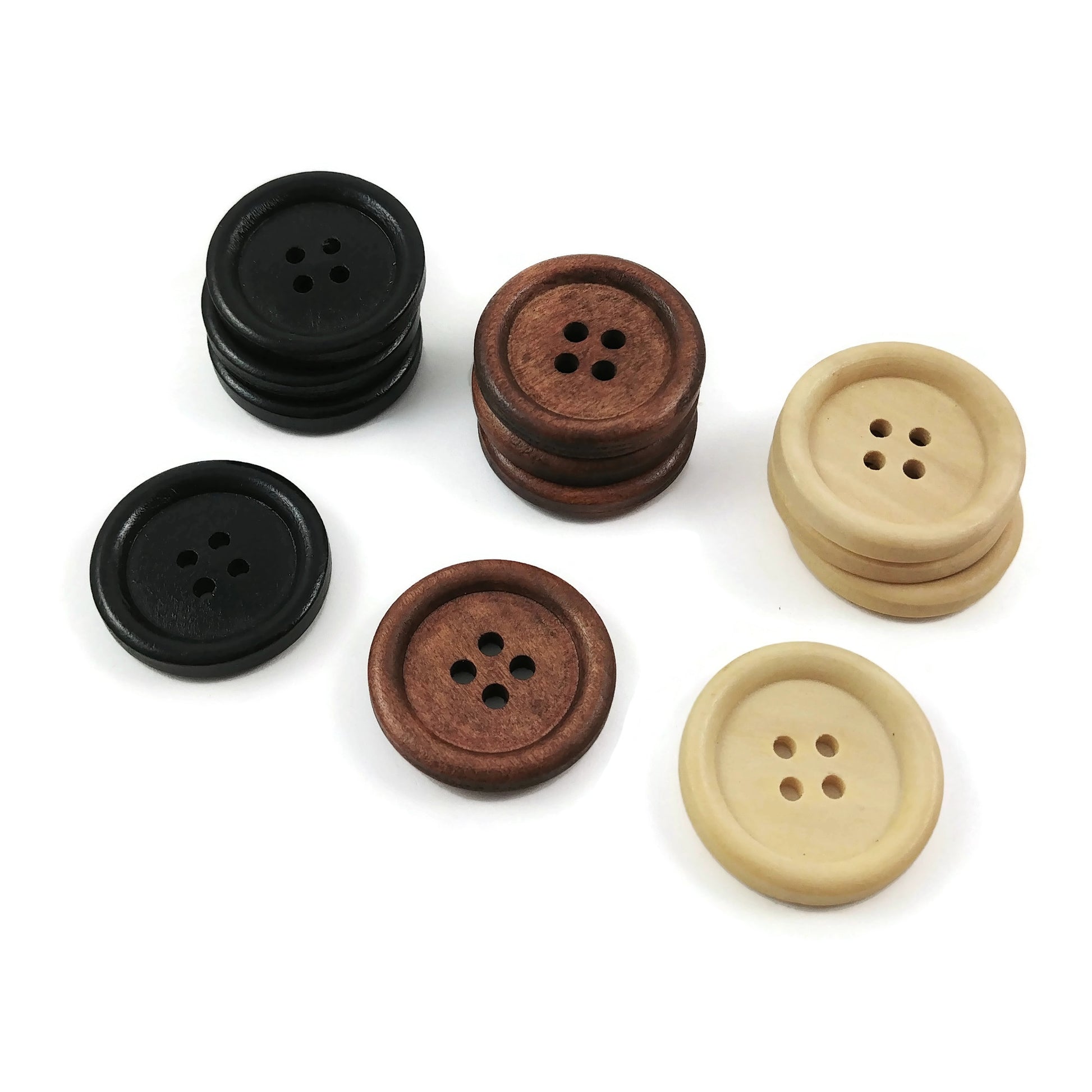 Bouton de bois de 2.5cm - ensemble de 6 boutons en bois naturel