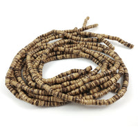 150 perles de bois de coco naturel en rondelle de 5mm