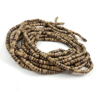 150 perles de bois de coco naturel en rondelle de 5mm