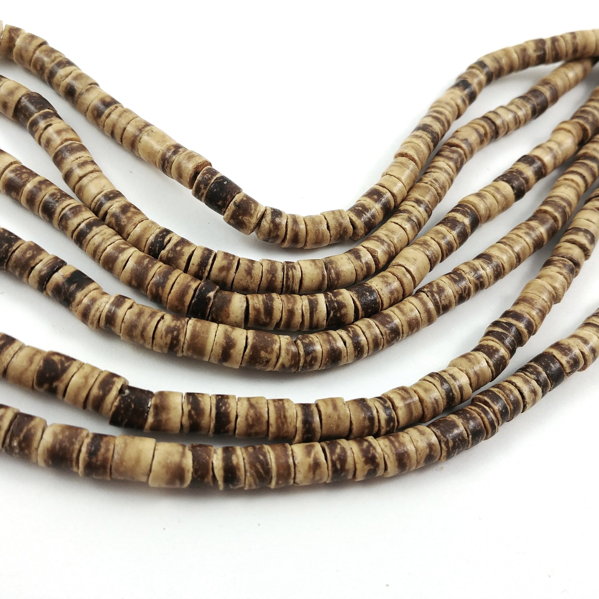 150 perles de bois de coco naturel en rondelle de 5mm
