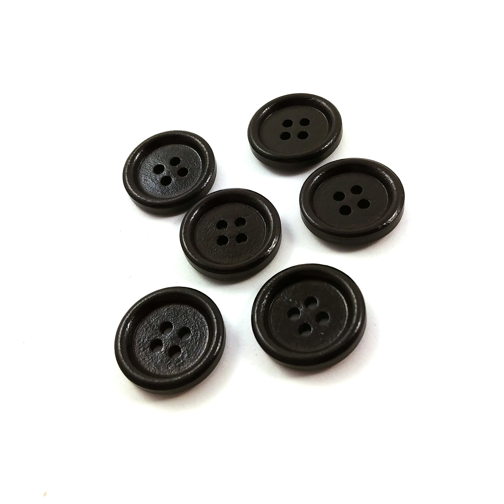 Dark brown Wooden Craft Buttons 18mm - set of 6 wood button