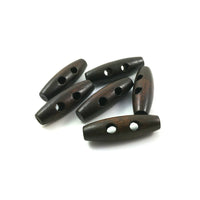 6 wooden Toggle Buttons - Dark Brown 3.5 x 1.1cm