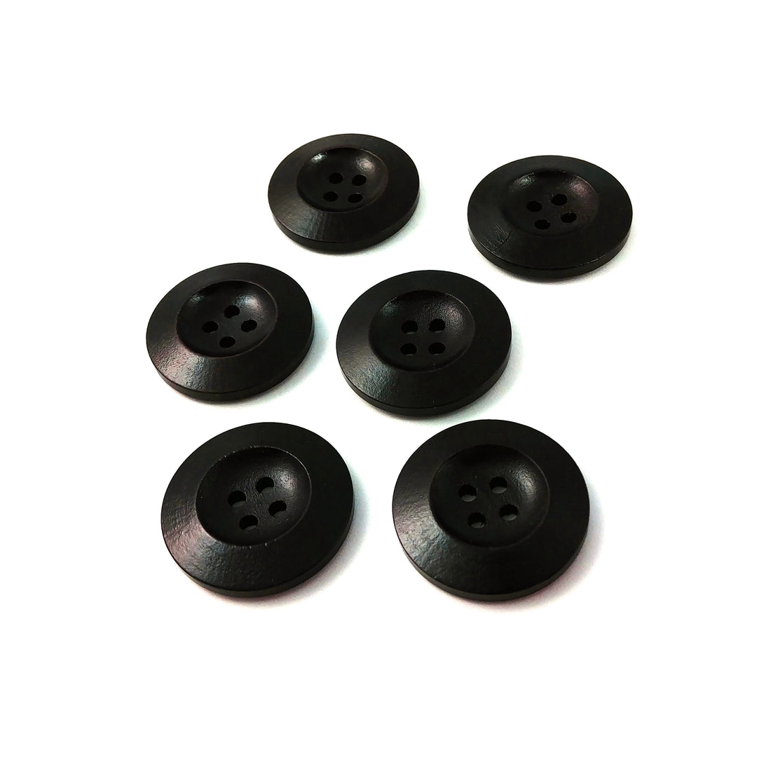 Dark brown Wooden Sewing Buttons 25mm - set of 6 natural wood button