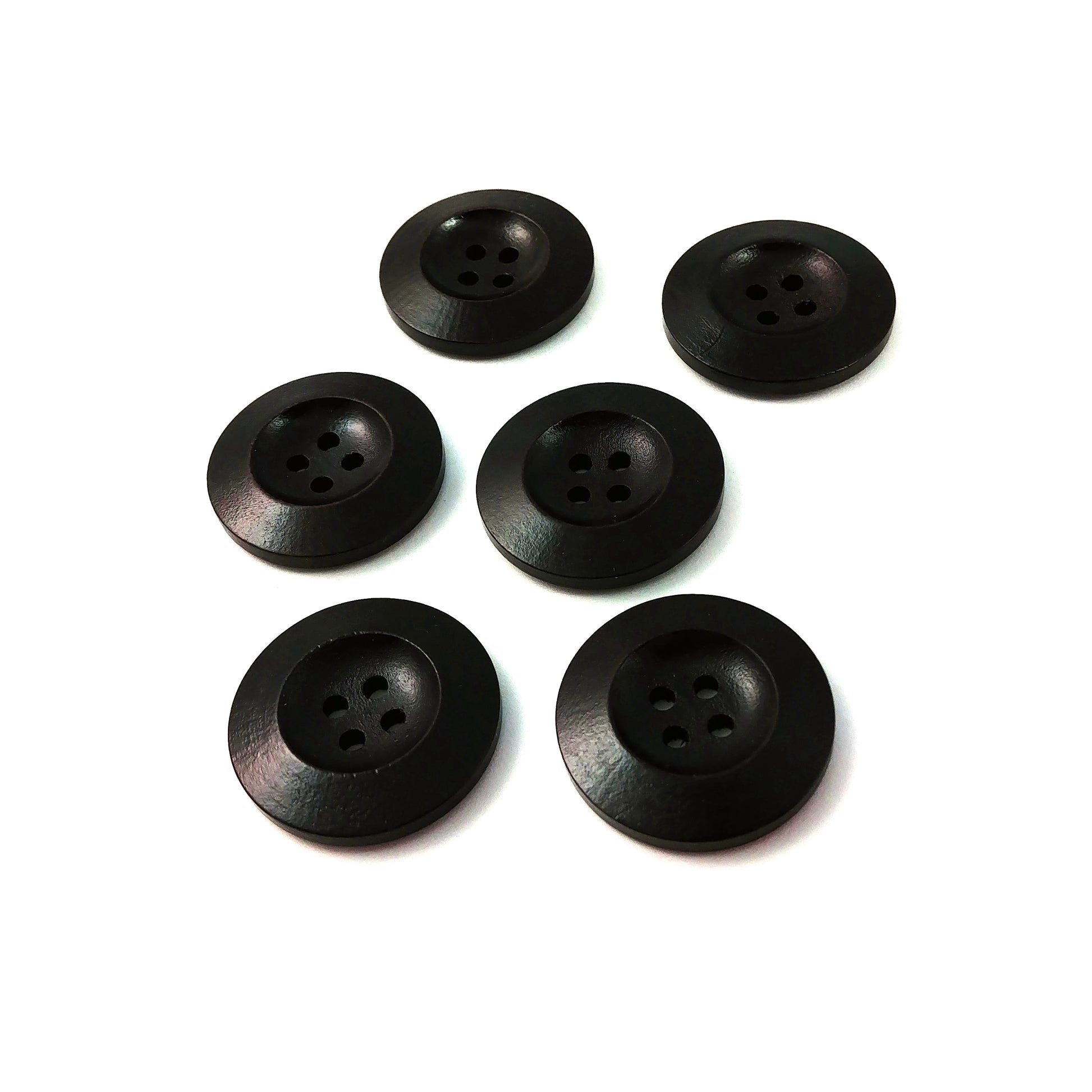 Dark brown Wooden Sewing Buttons 25mm - set of 6 natural wood button