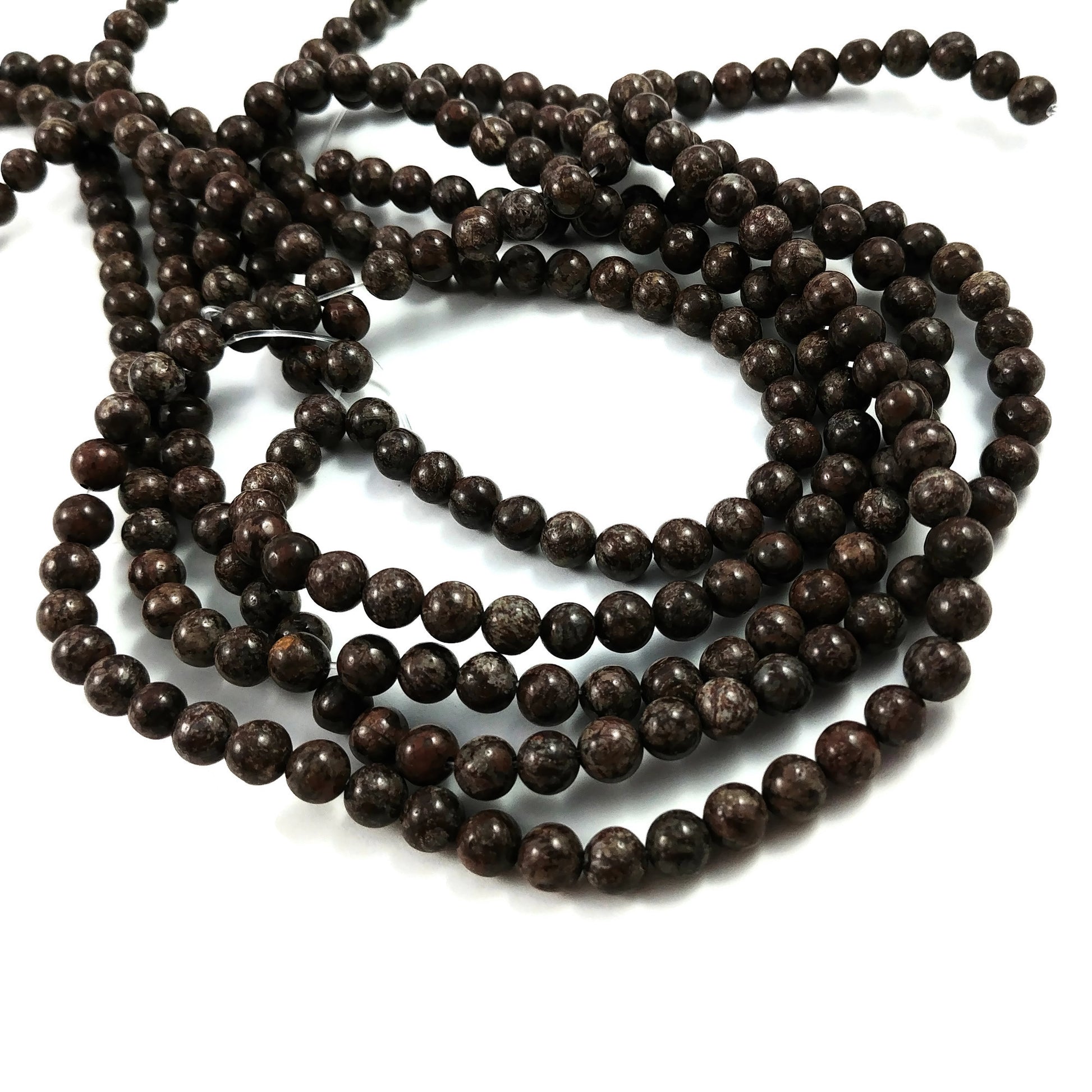Pierres Naturelles Rondes 6 ou 8mm - Snowflake Obsidian