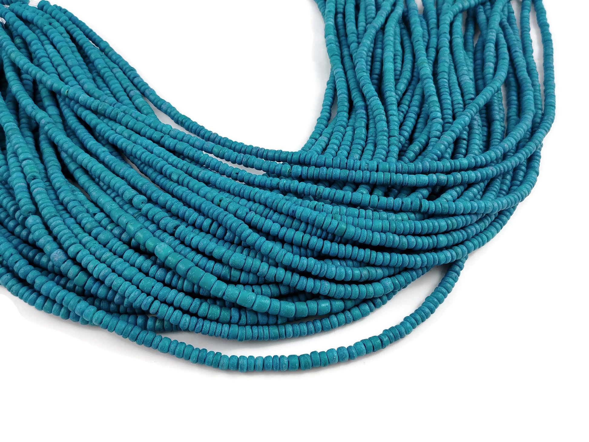 Blue coconut rondelle beads 5mm