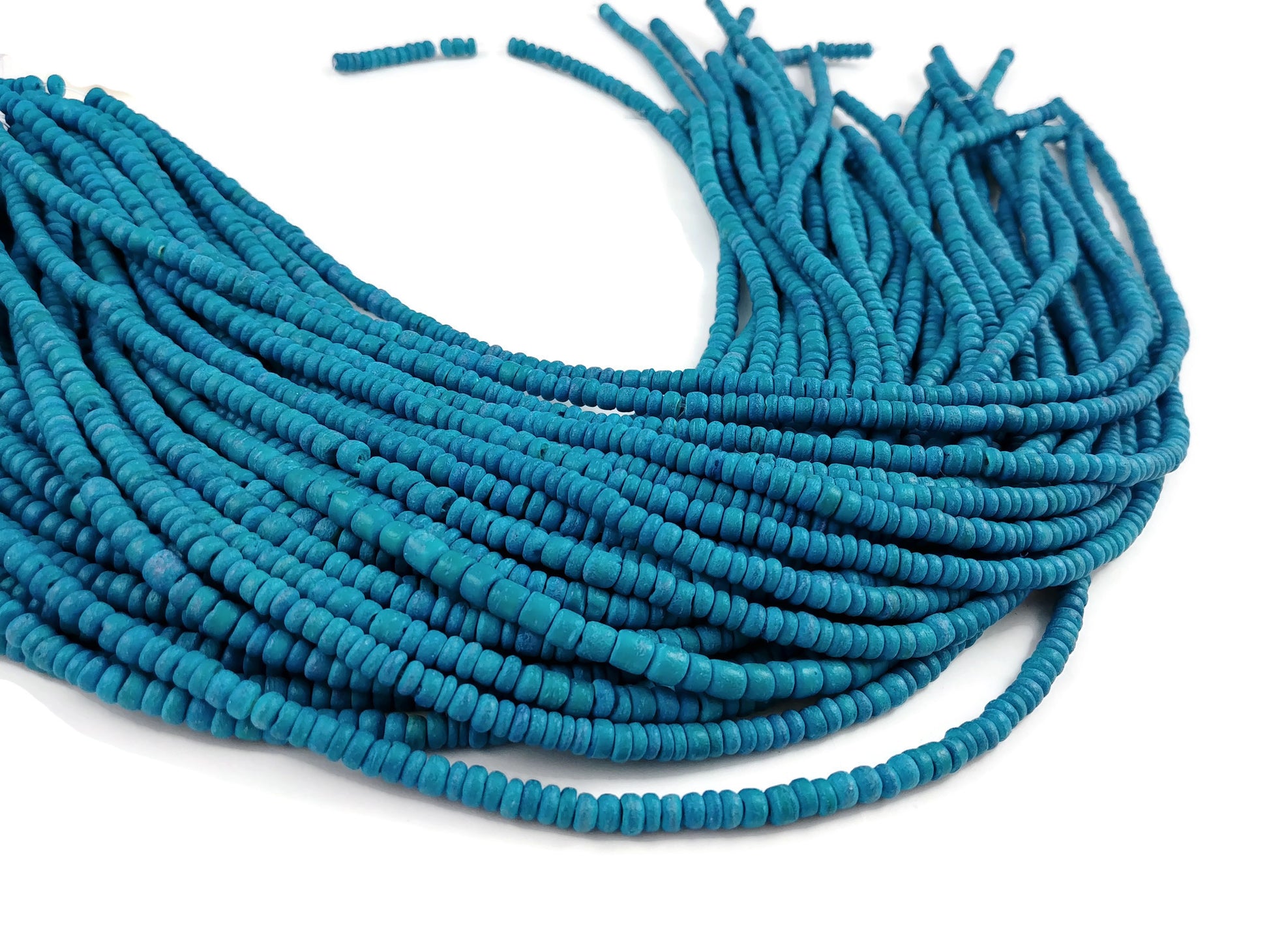 Blue coconut rondelle beads 5mm