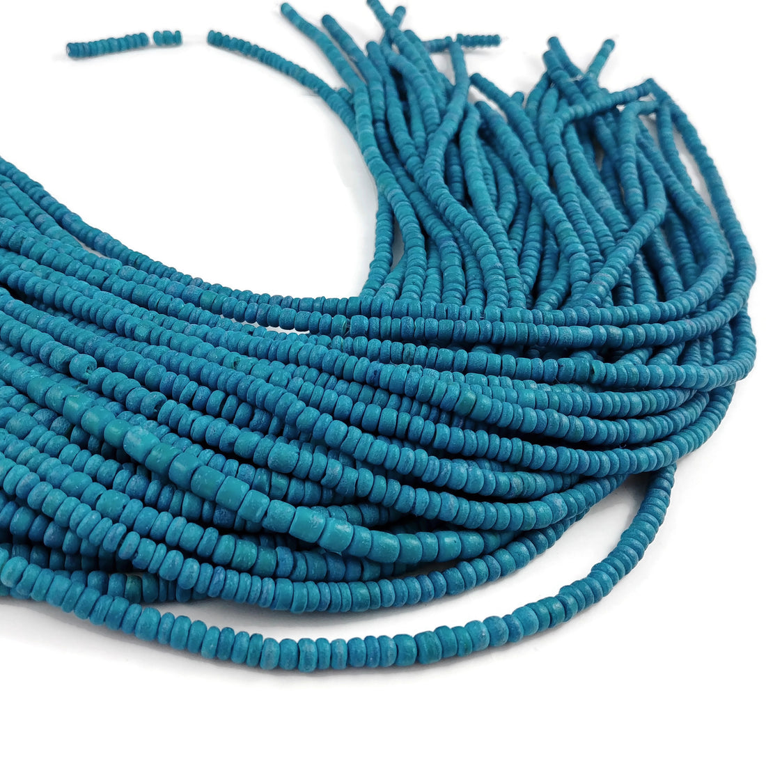 Blue coconut rondelle beads 5mm