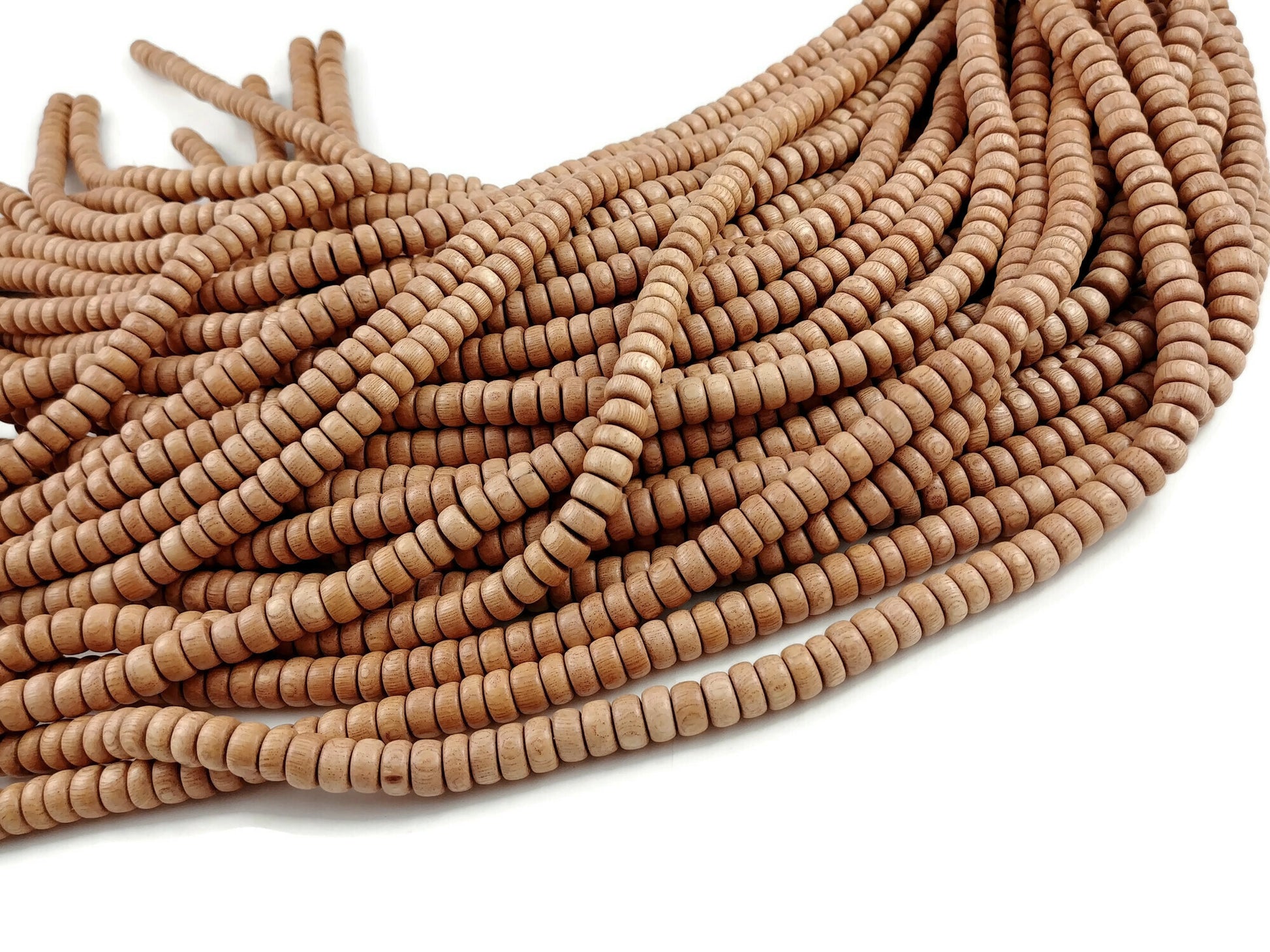 Rosewood beads 8mm - Natural Mala Wooden Beads - Rondelle