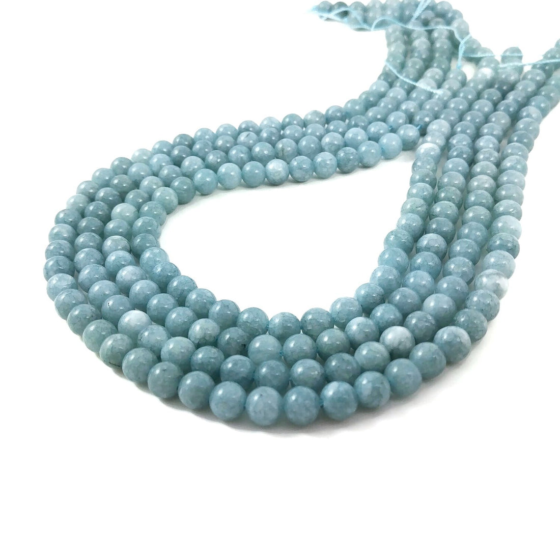 Pierres en Calcédoine Naturel Rondes 6mm - Bleu