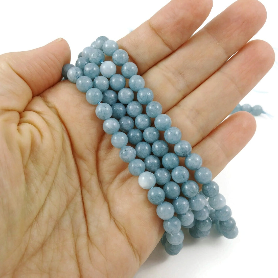 Pierres en Calcédoine Naturel Rondes 6mm - Bleu