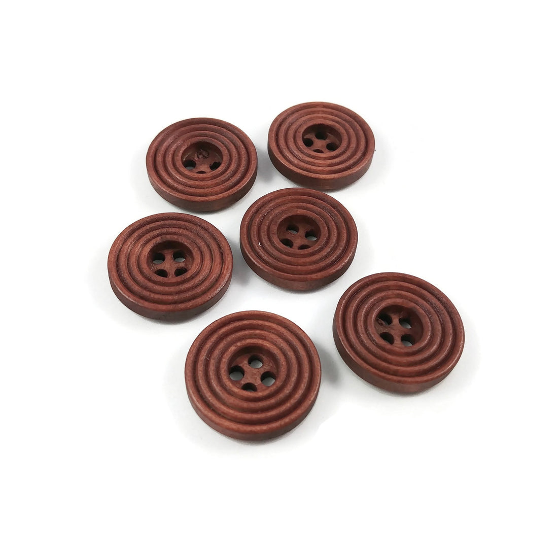 Coffee brown Wooden Sewing Buttons 20mm - set of 6 natural circle wood button
