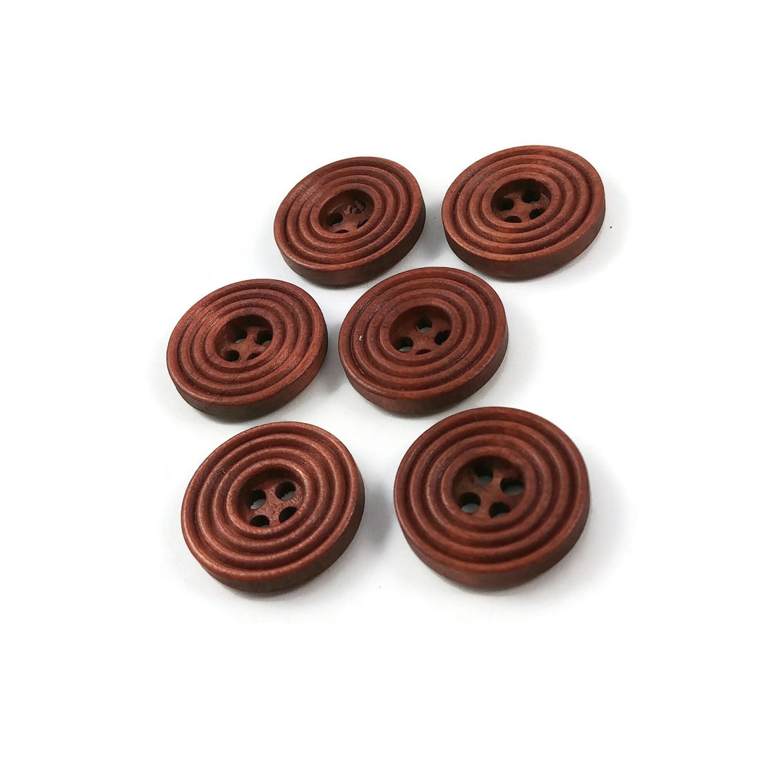 Coffee brown Wooden Sewing Buttons 20mm - set of 6 natural circle wood button