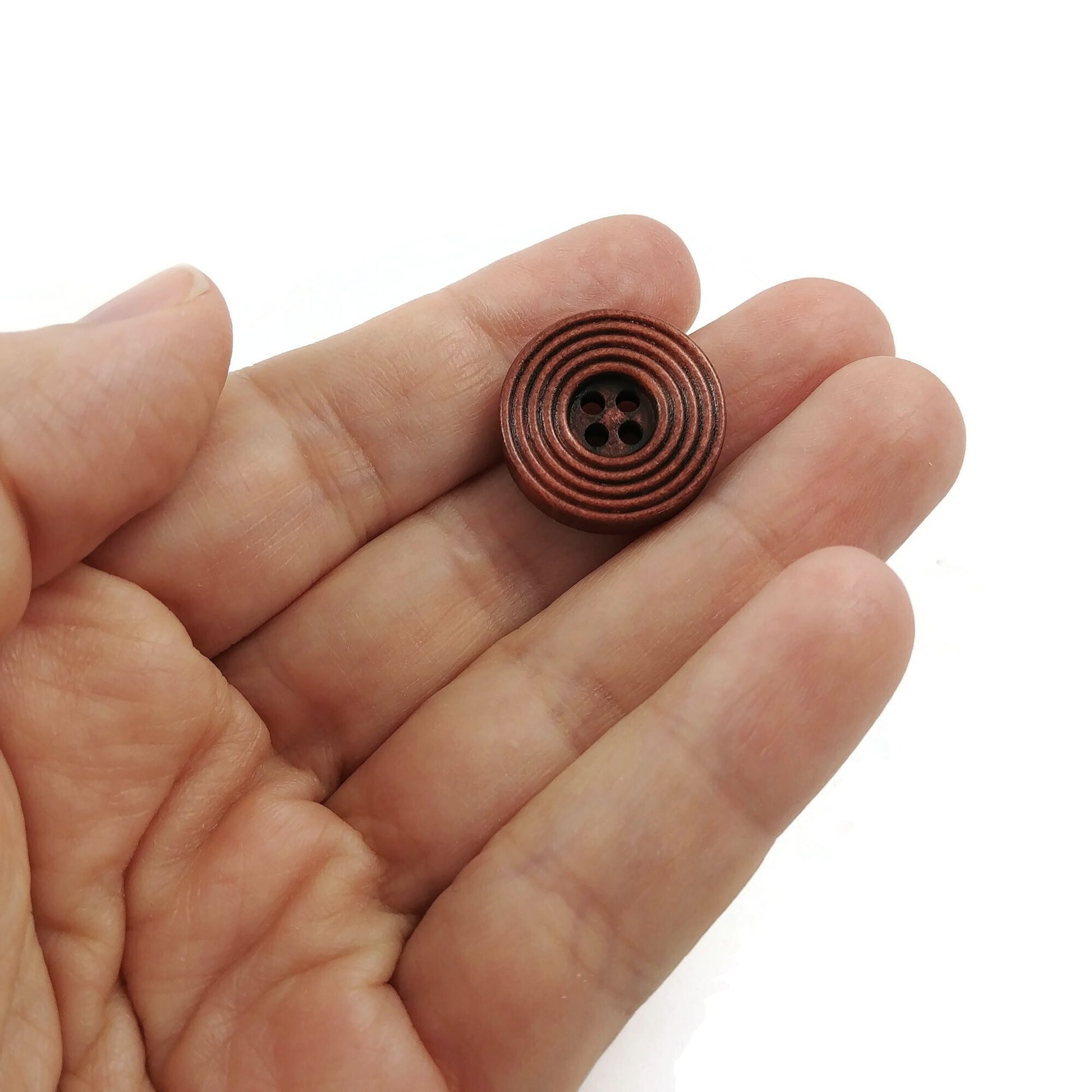 Bouton de bois café de 2cm - ensemble de 6 boutons en bois naturel avec cercles