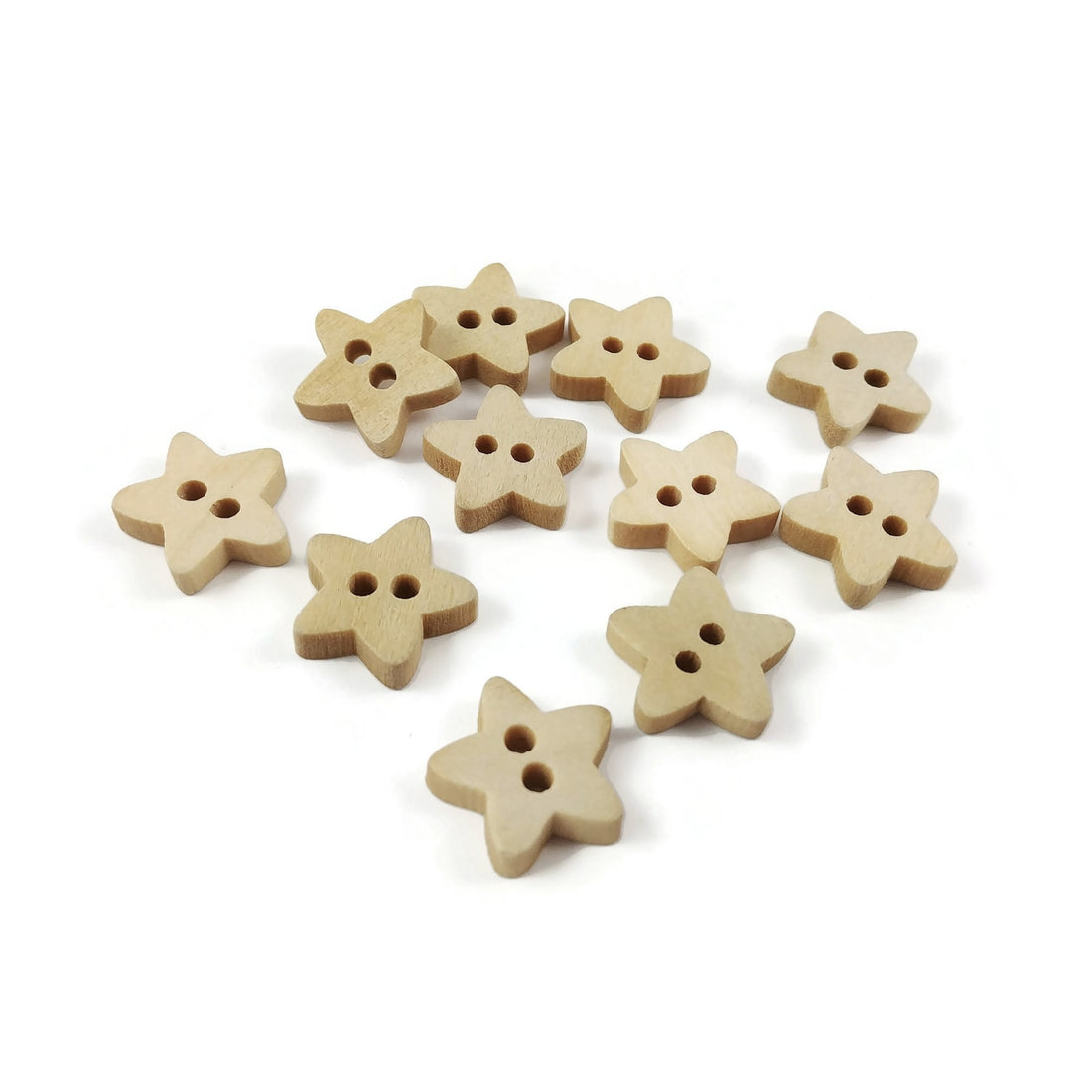 Star button - 10 Wooden craft buttons 12mm or 15mm