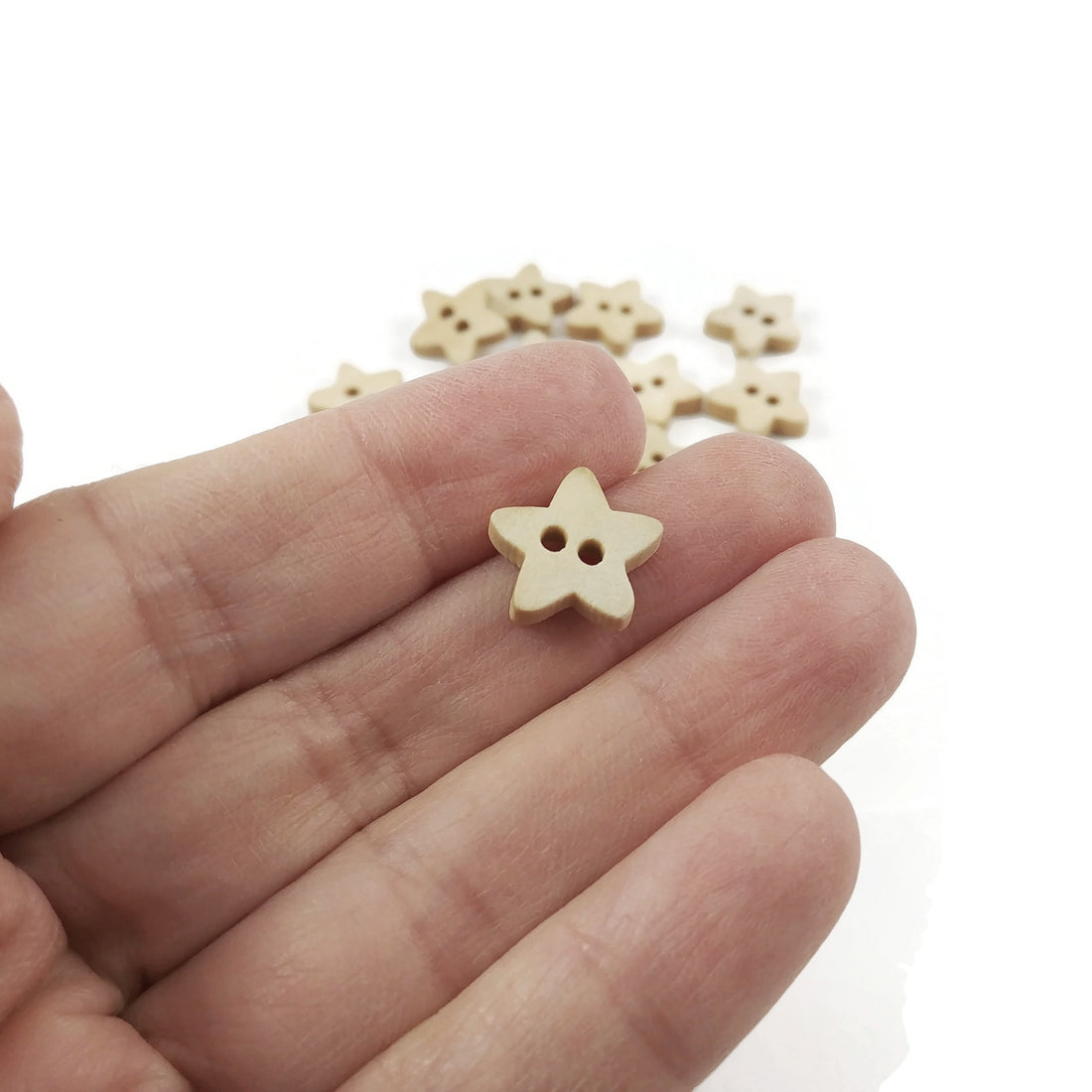 Star button - 10 Wooden craft buttons 12mm or 15mm
