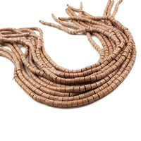 Perles mini tubes en bois de rose naturel 5mm