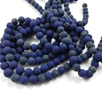 Pierres Naturelles Givrées Lapis Lazuli Rondes 4, 6 ou 8mm - Bleu