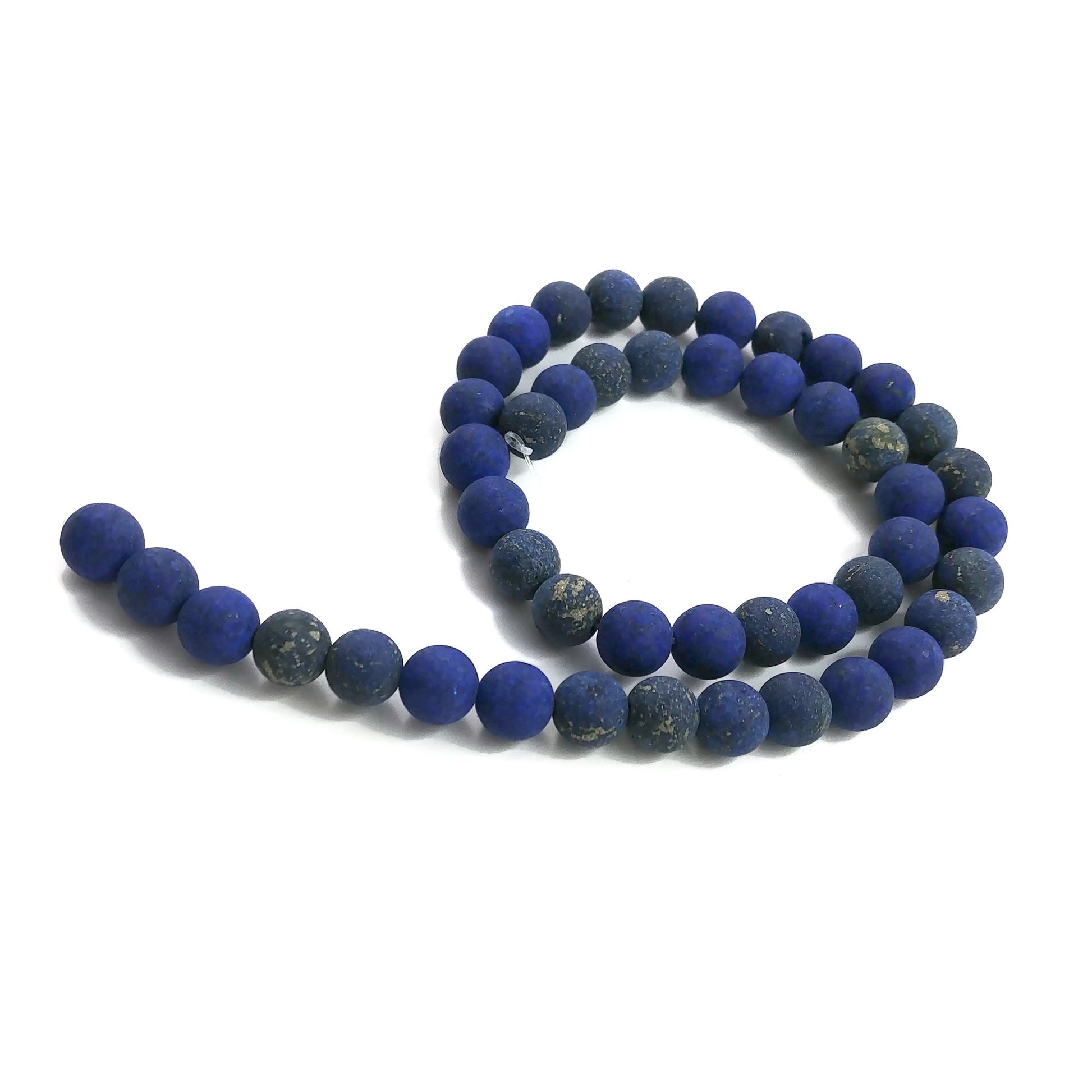 Pierres Naturelles Givrées Lapis Lazuli Rondes 4, 6 ou 8mm - Bleu