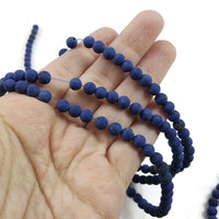 Pierres Naturelles Givrées Lapis Lazuli Rondes 4, 6 ou 8mm - Bleu