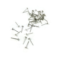 50 Earring stud posts, 4mm pad, silver. Nickel free, lead free and cadmium free