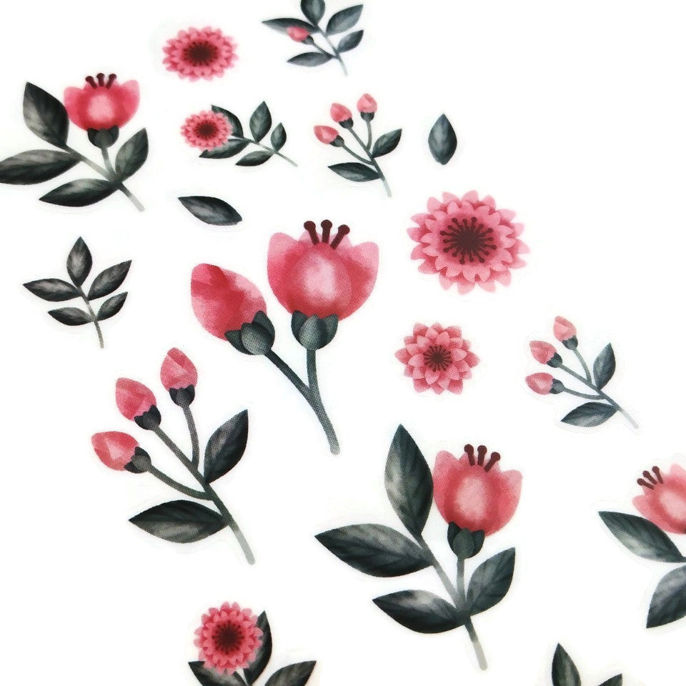 1 feuille d'autocollants fleurs - Pivoine