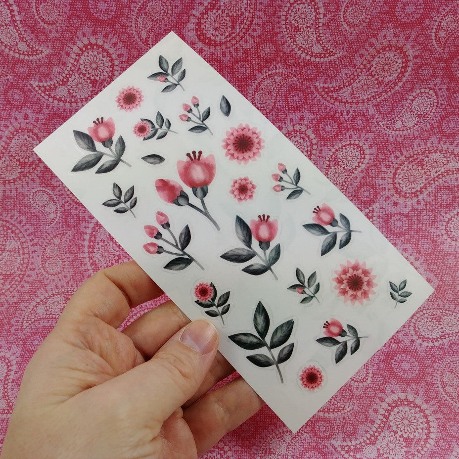 1 feuille d'autocollants fleurs - Pivoine