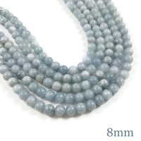 Pierres en Calcédoine Naturel Rondes 8mm - Bleu