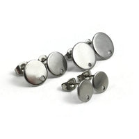 10 Stainless steel earring posts 8mm, 10mm, 12mm round