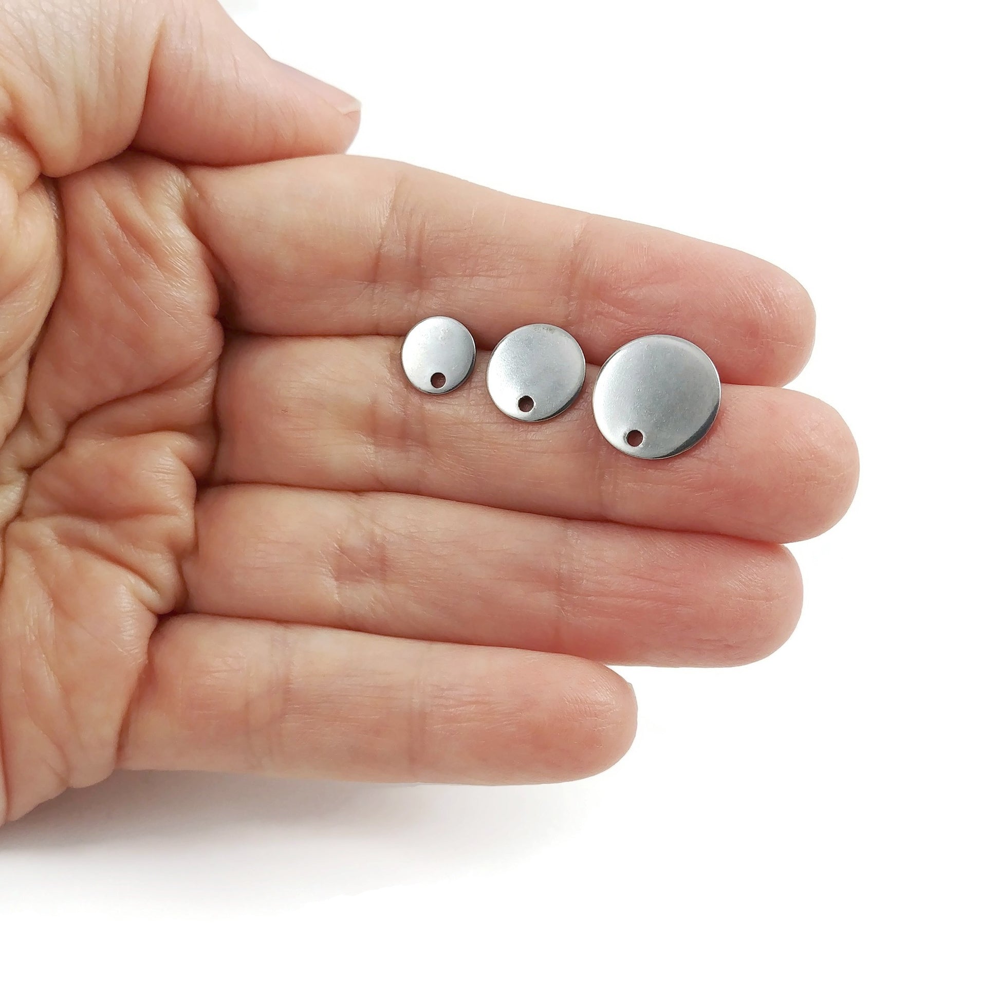 10 Stainless steel earring posts 8mm, 10mm, 12mm round