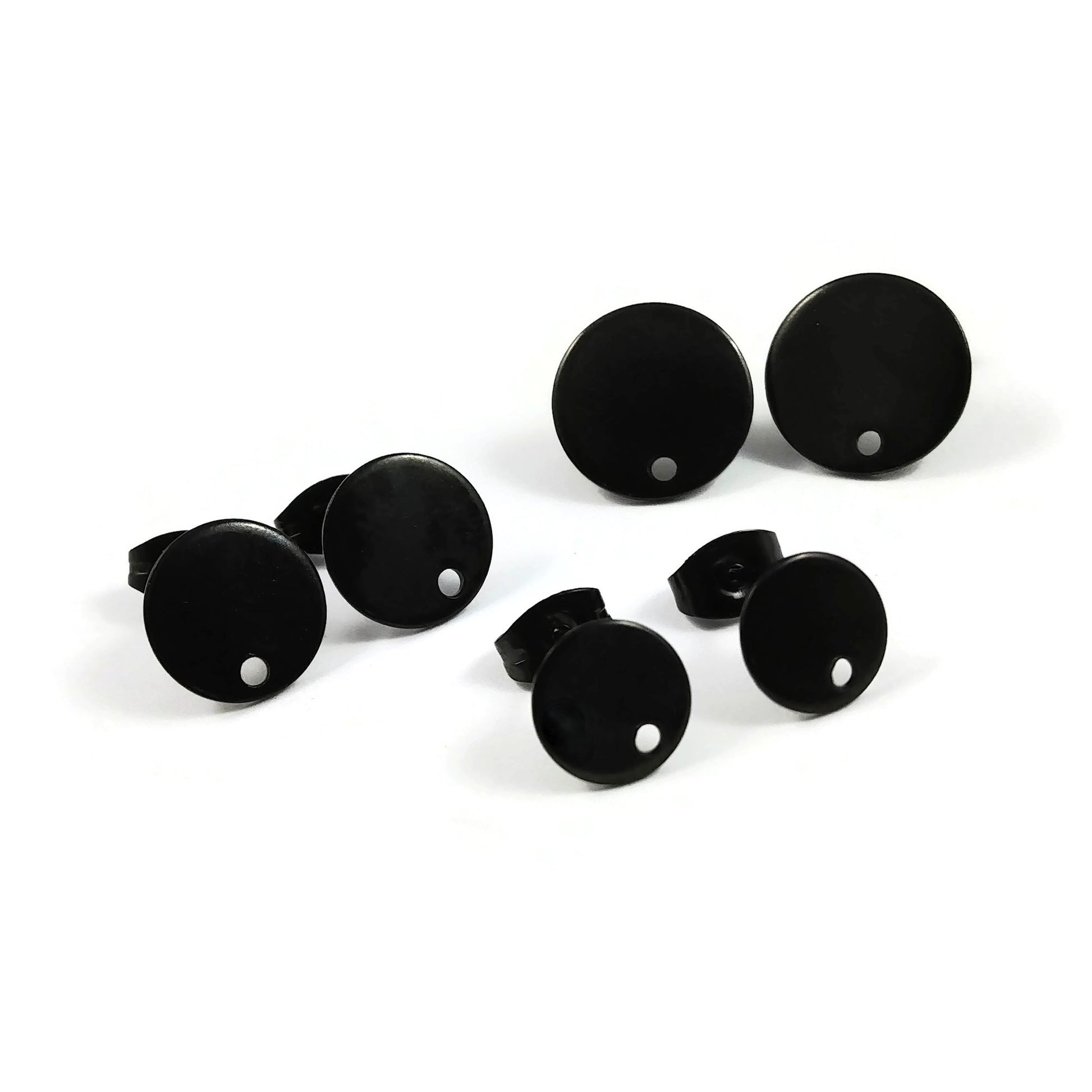 10 Stainless steel earring posts 8mm, 10mm, 12mm round