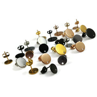 10 Stainless steel earring posts 8mm, 10mm, 12mm round