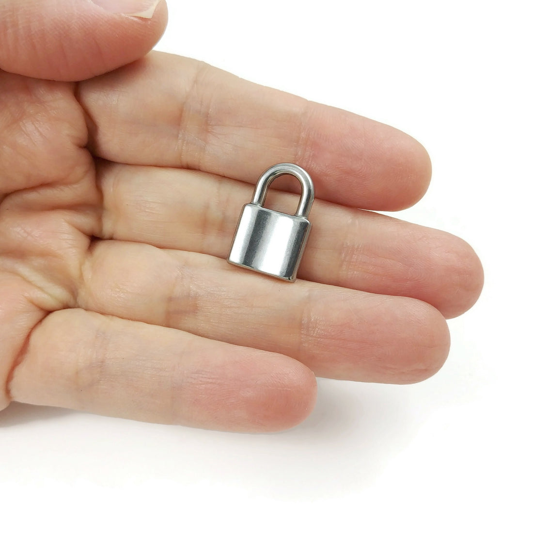 3 Lock pendant stainless steel 3D charms 12x19mm