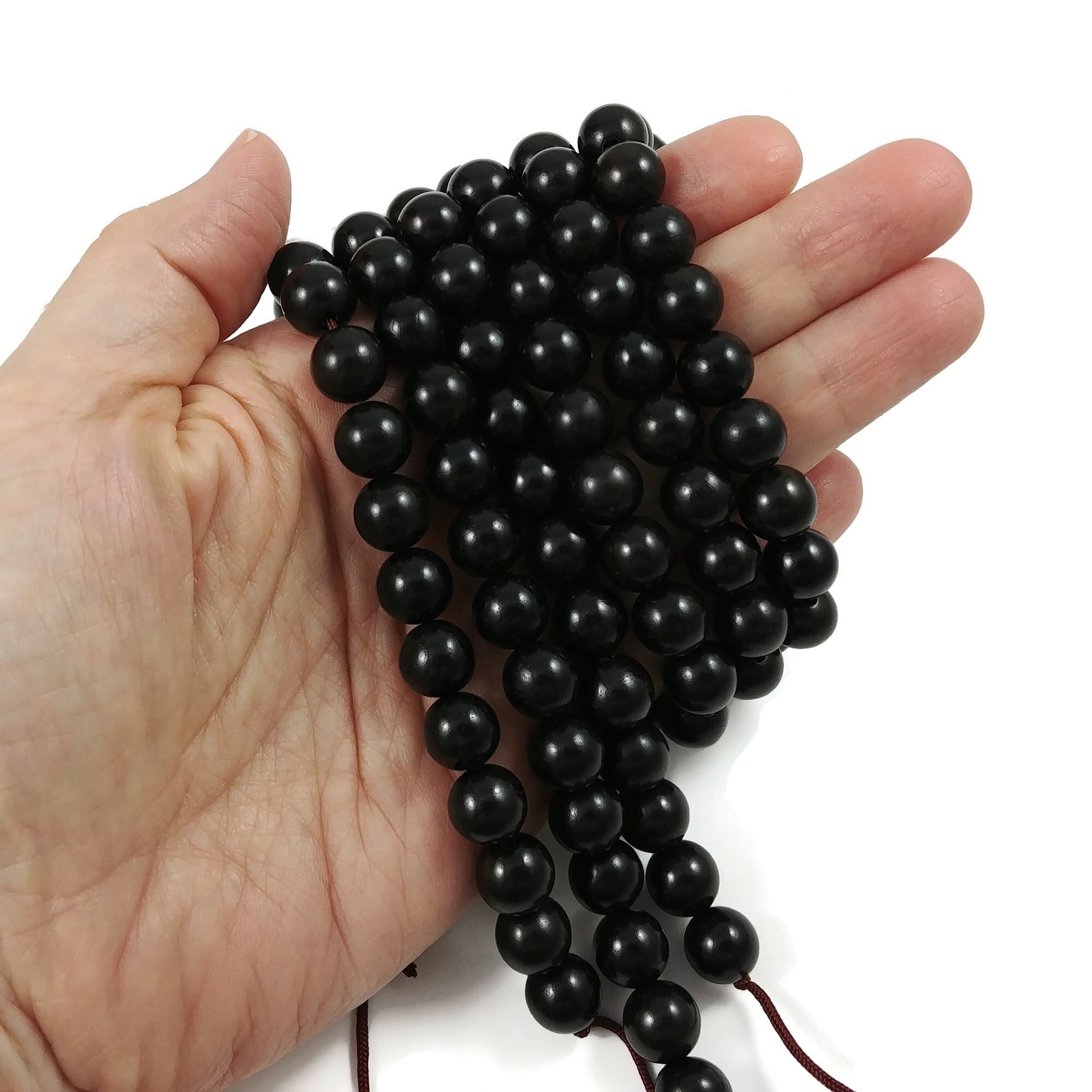 1 Ebony beads strand - 6mm, 8mm, 10mm - Natural Mala Wooden Beads