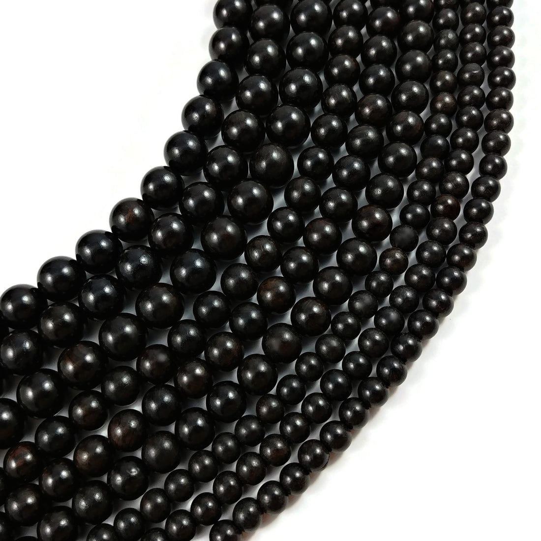 Perles rondes en bois de santal noir 6mm ou 8mm