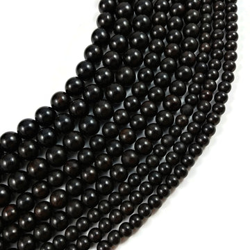 Natural Black Sandalwood Beads - 6mm or 8mm