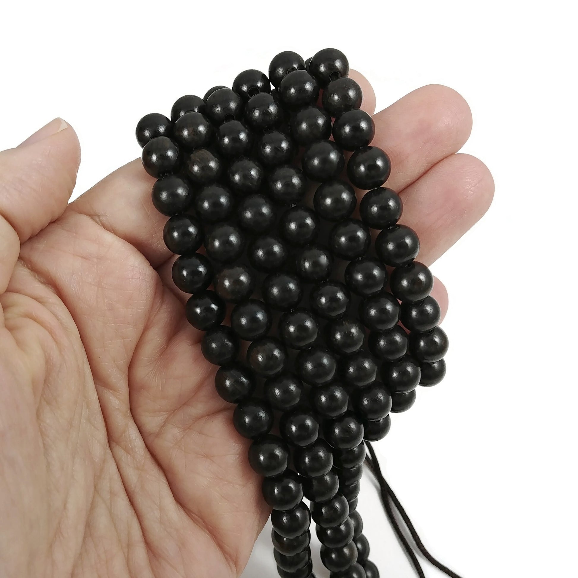 1 Ebony beads strand - 6mm, 8mm, 10mm - Natural Mala Wooden Beads