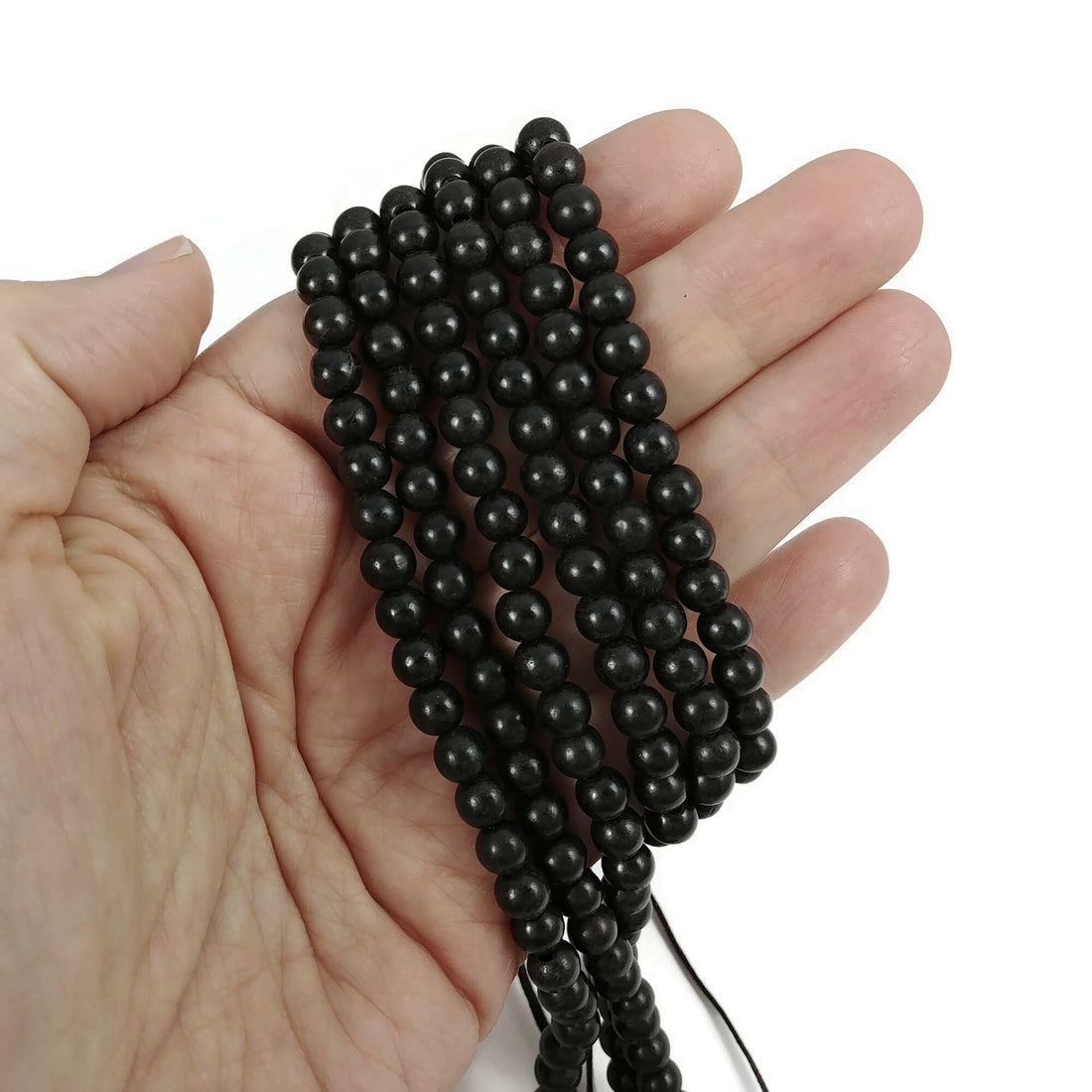 1 Ebony beads strand - 6mm, 8mm, 10mm - Natural Mala Wooden Beads