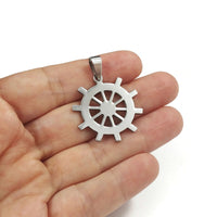 1 Ship wheel pendant stainless steel hypoallergenic