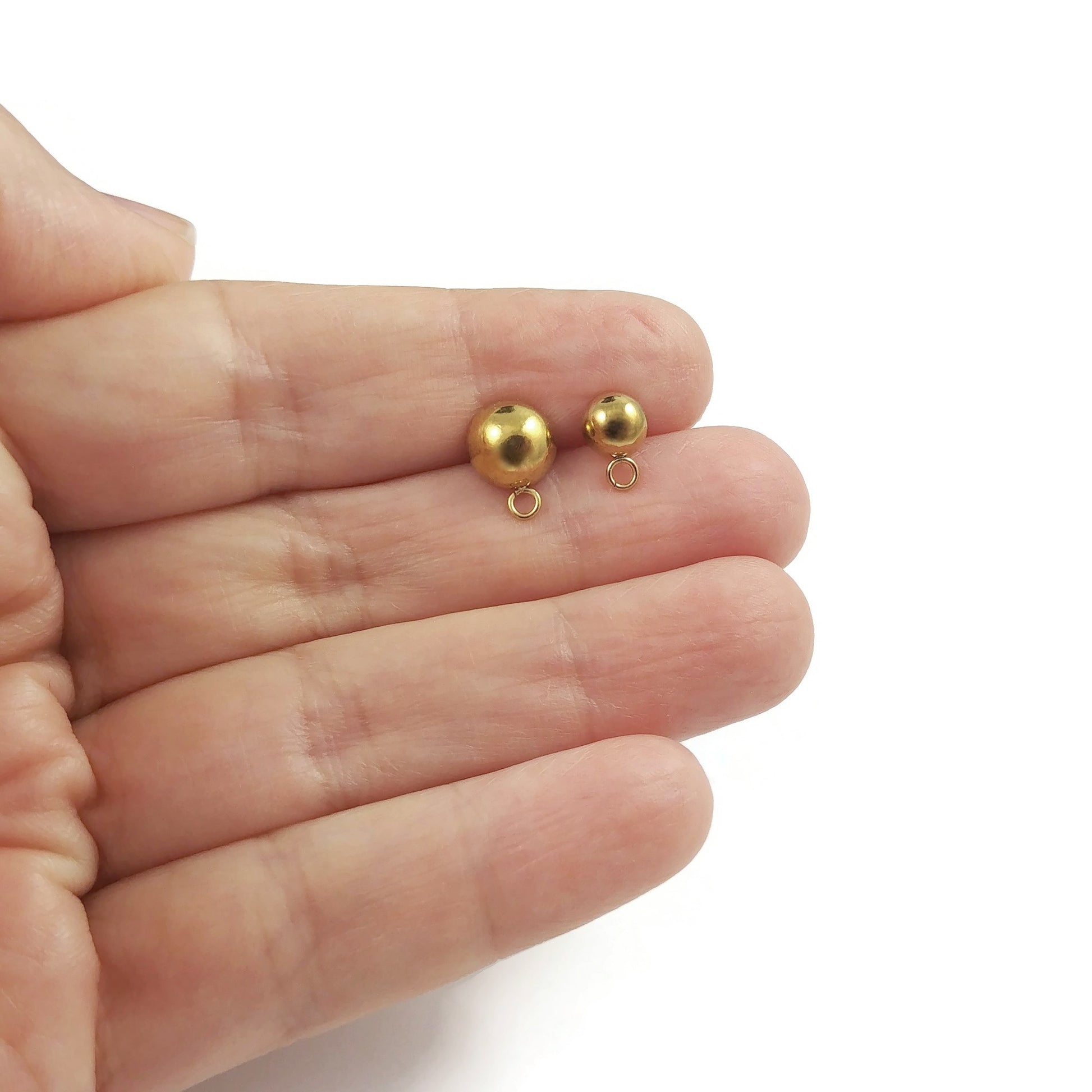 Tiges avec demi-boule 6 ou 8mm pour boucle d'oreille en acier inoxydable - 5 paires