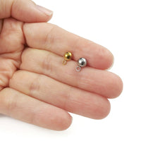 Tiges avec demi-boule 6 ou 8mm pour boucle d'oreille en acier inoxydable - 5 paires