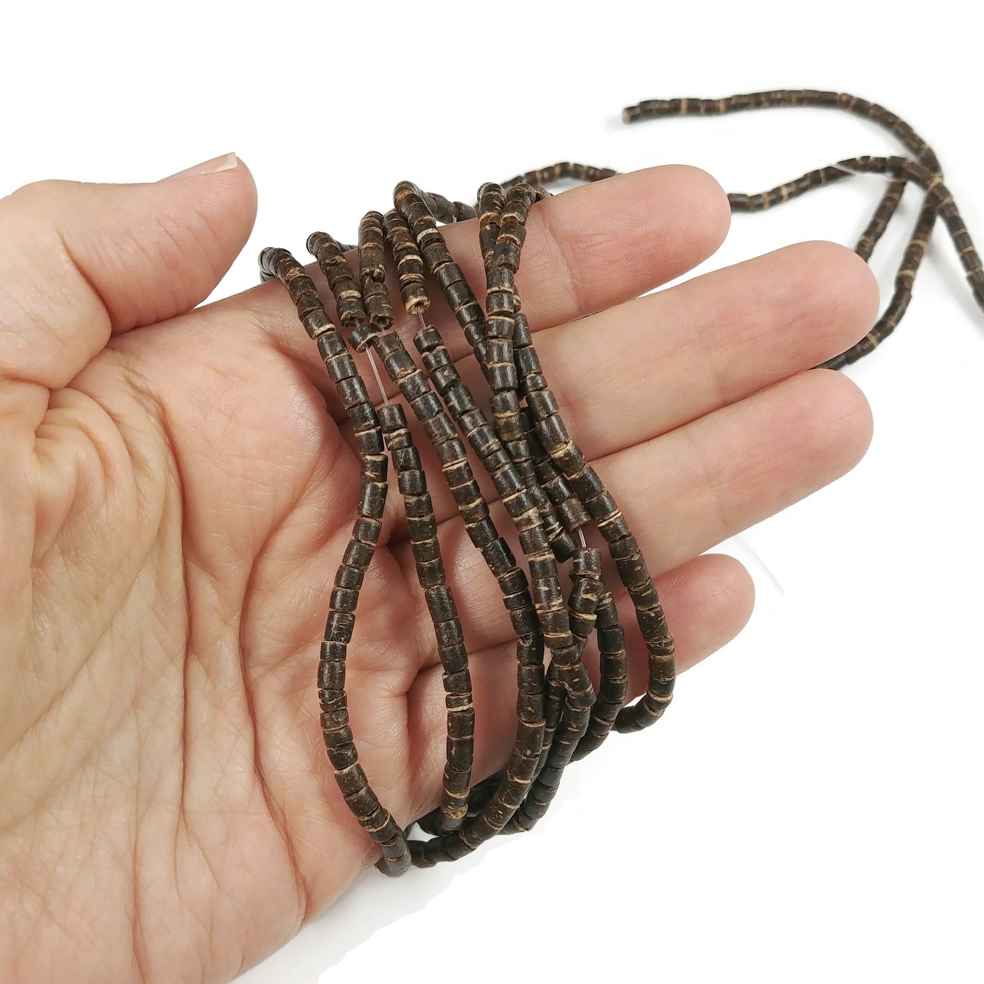 180 Natural brown coconut wood Beads - Donuts Rondelle Disk Beads 4mm