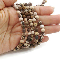 Pierres Naturelles Zebra Jasper Givrées Rondes 6mm
