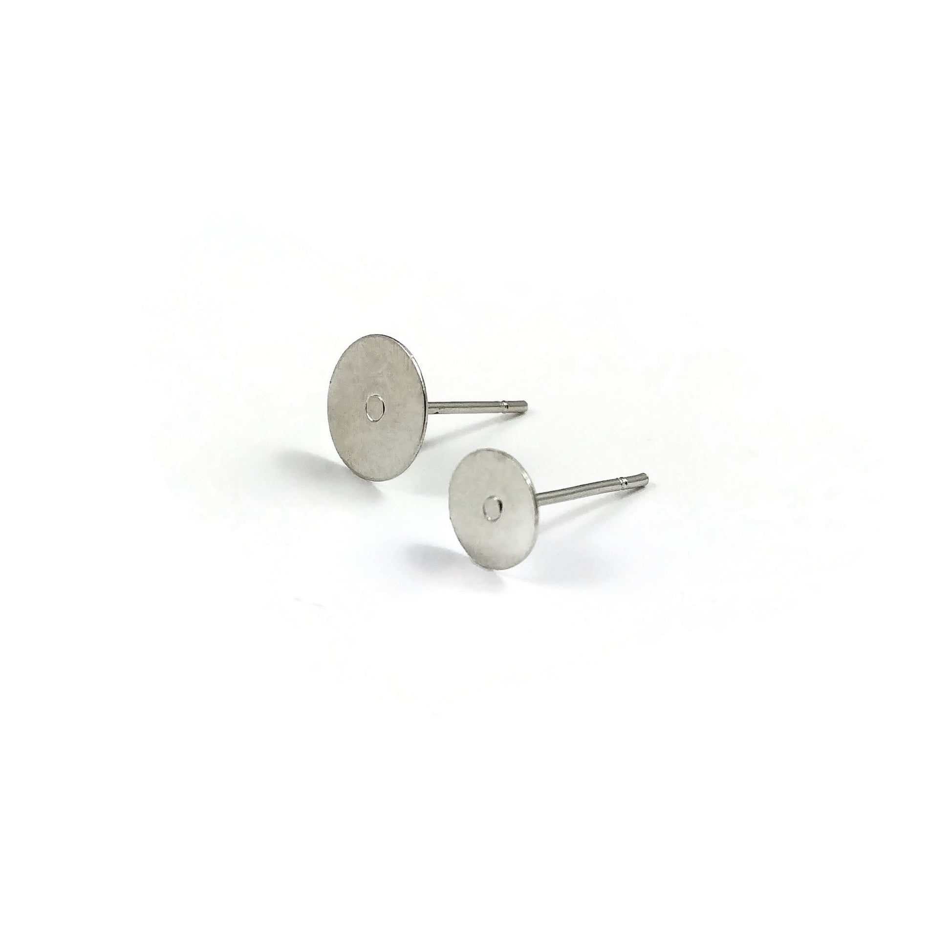 50 Earring stud posts, 6mm 8mm pad