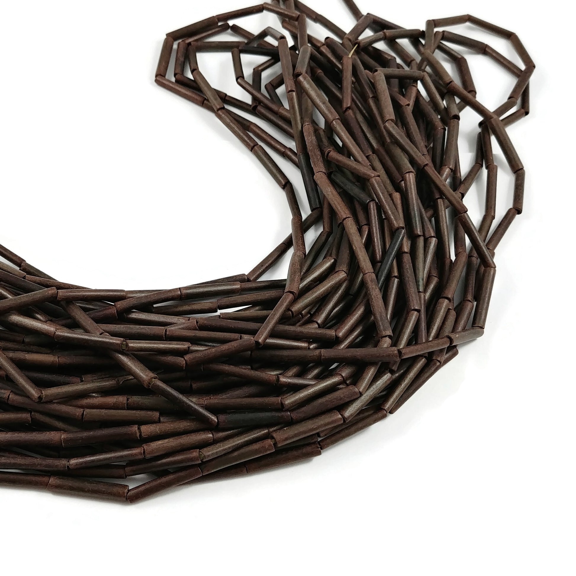 Perles tubes de bois de bambou de 12mm