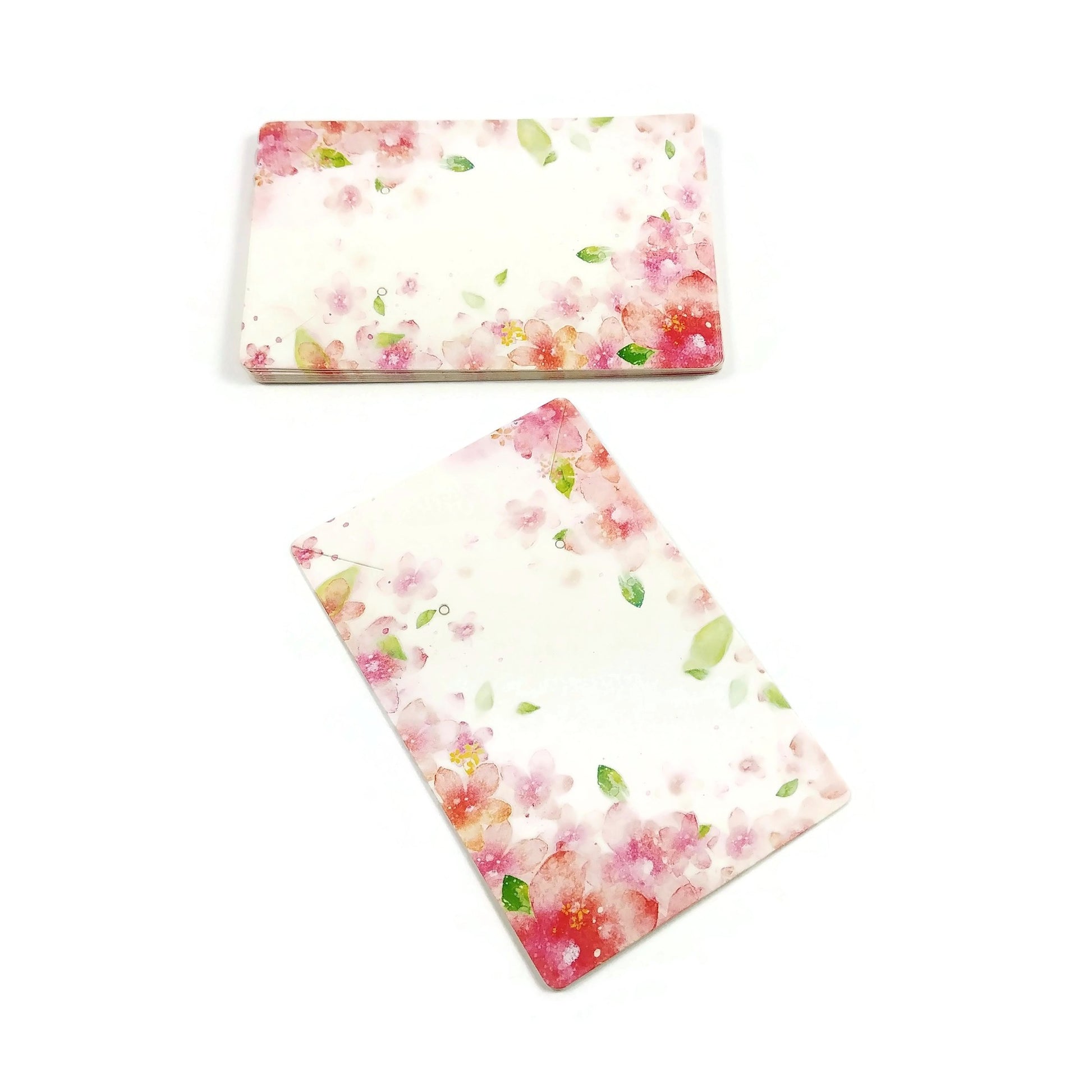 50 Paper Ear Studs Hang Tag Jewelry Display Card Earring - pink flower pattern