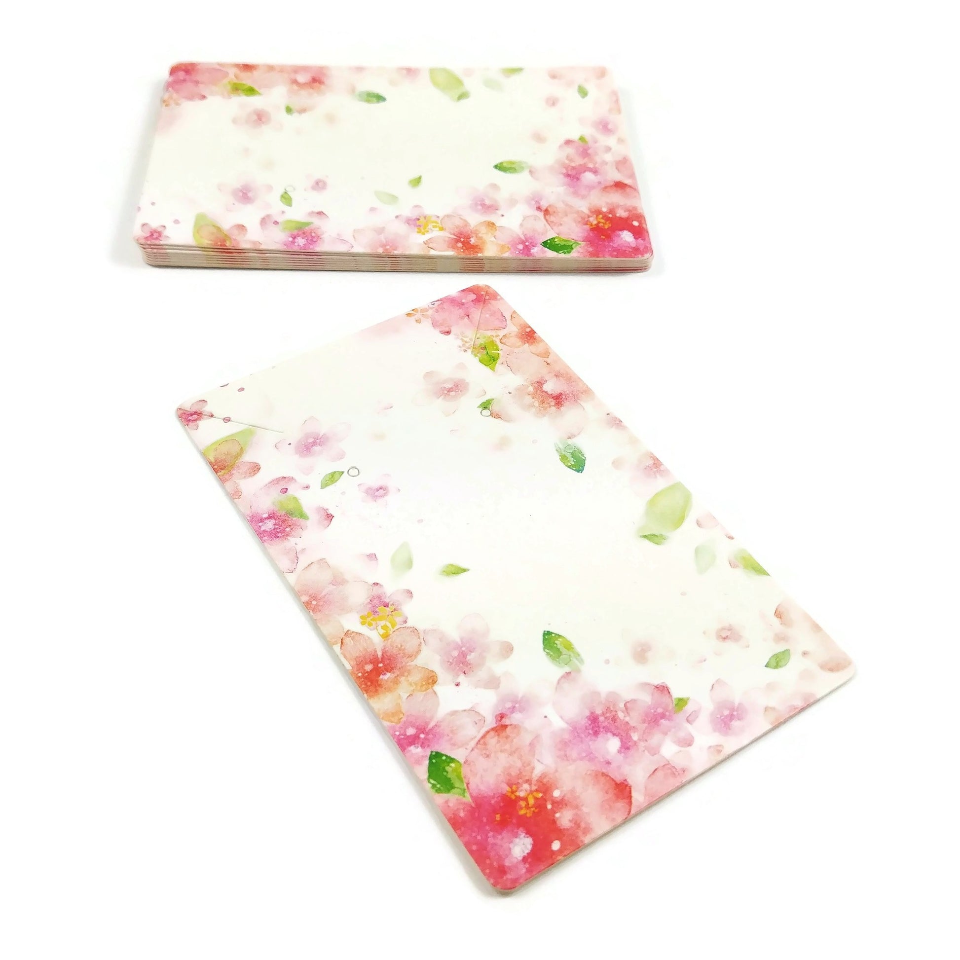 50 Paper Ear Studs Hang Tag Jewelry Display Card Earring - pink flower pattern