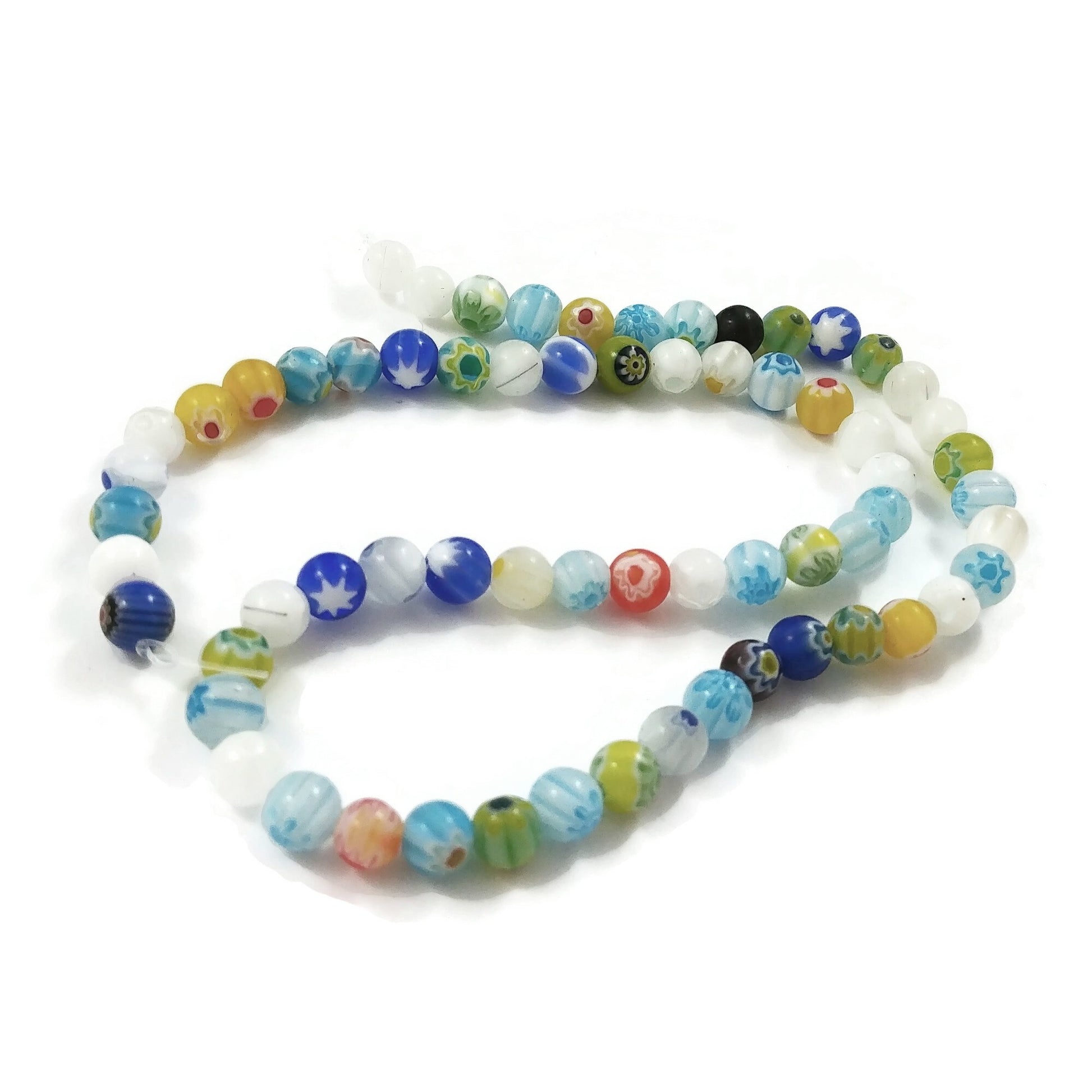 Millefiori glass beads, Assorted mixed colors, 4mm, 6mm, 8mm