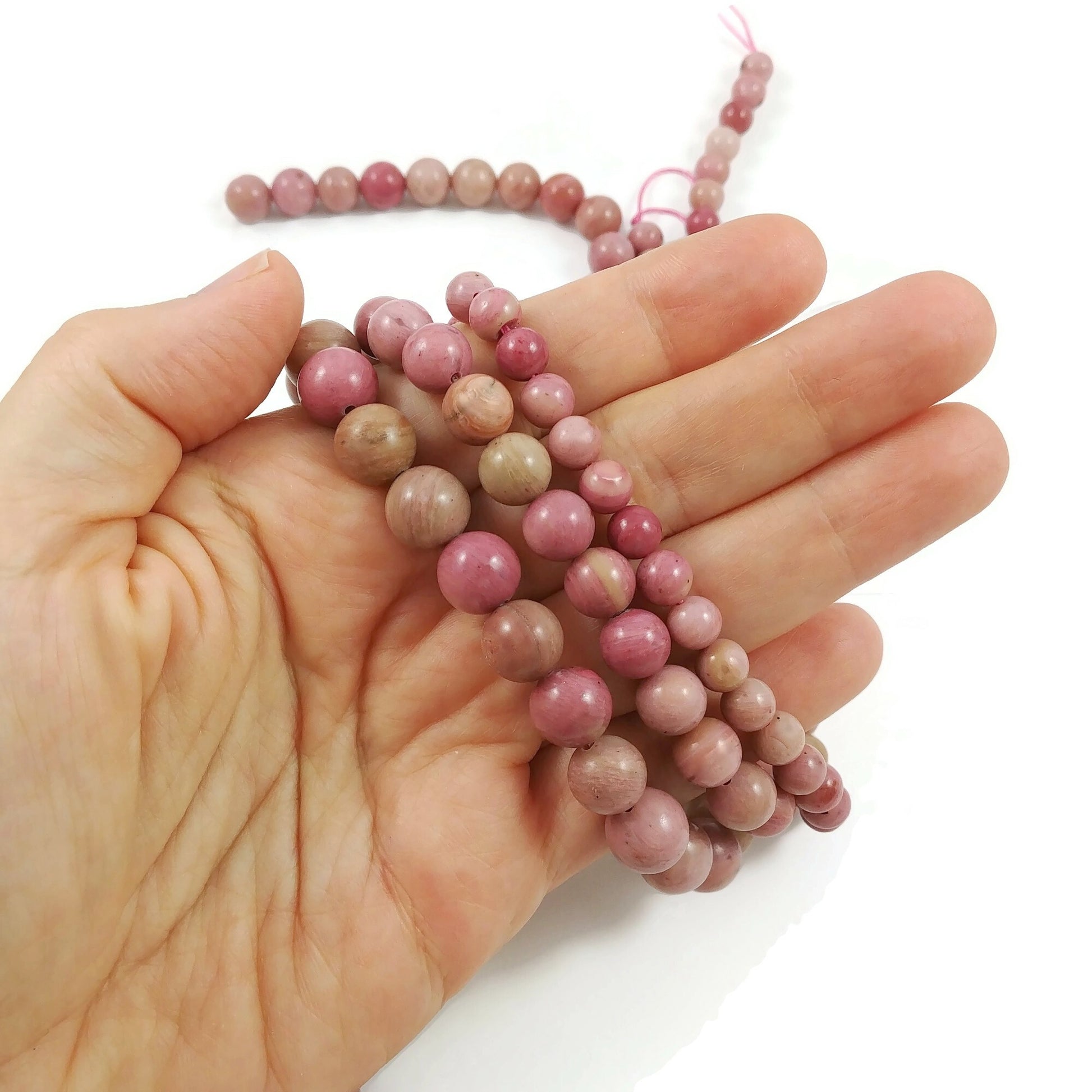 Pierres Naturelles Wood Lace Rose Rondes 6, 8 ou 10mm