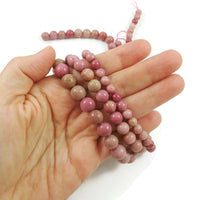 Pierres Naturelles Wood Lace Rose Rondes 6, 8 ou 10mm